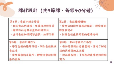 同學簡報中之食農教育課程設計